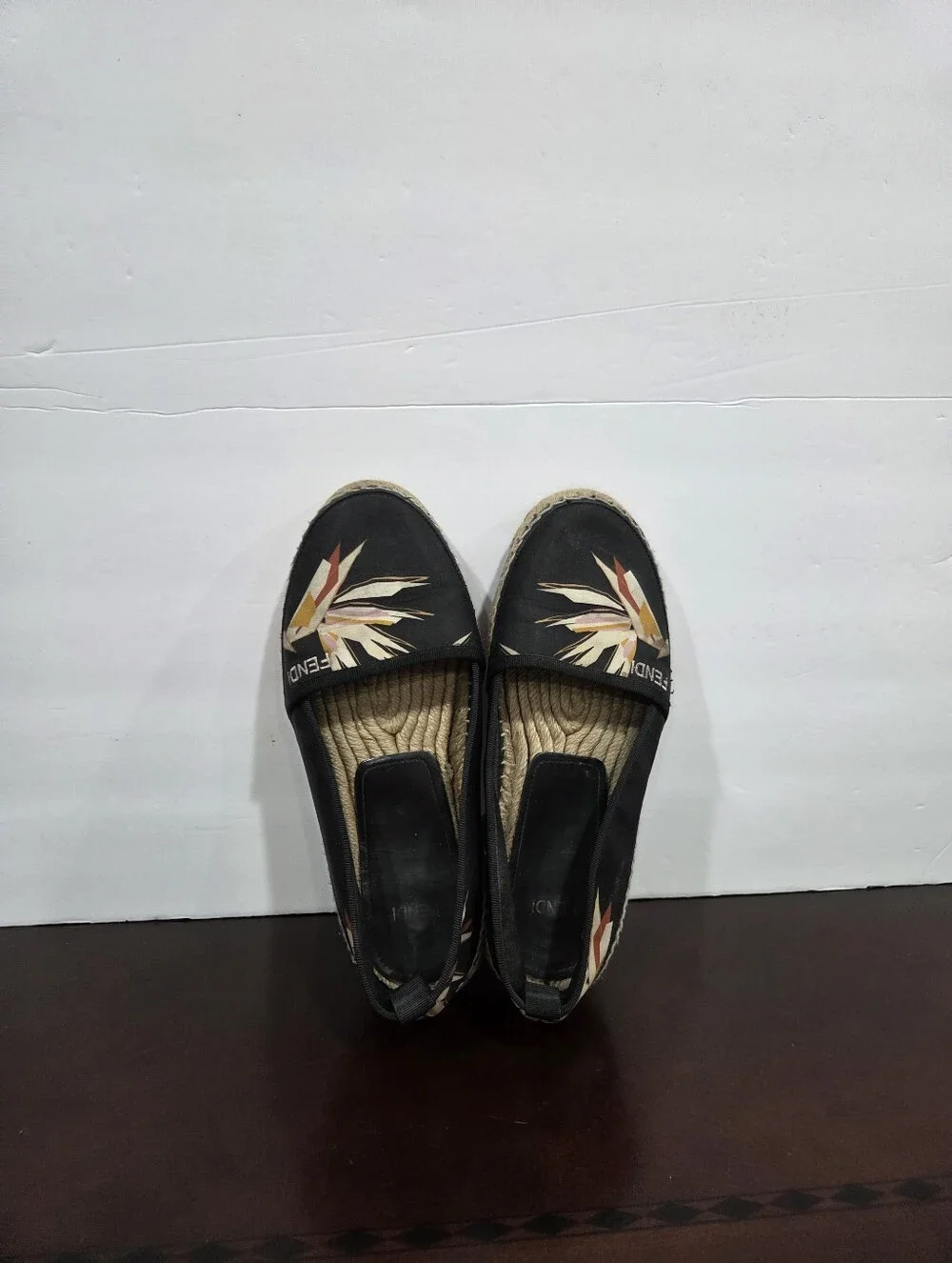 Fendi Black Espadrilles with Floral Embroidery Sz.6